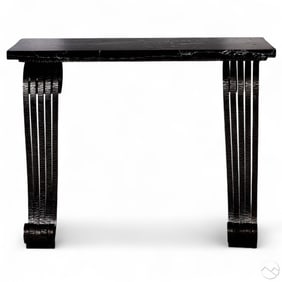 Art Deco Style Iron & Marble Console Bracket Table