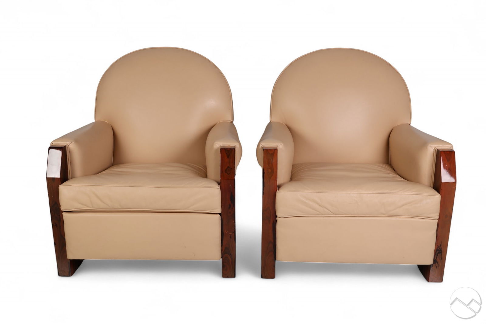 Pair French Art Deco Macassar Ebony Leather Chairs (1 of 9)