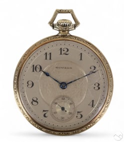 14k White Gold Howard Deco Pocket Watch with Box