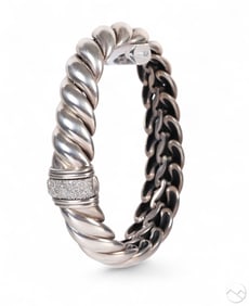 David Yurman 925 Sculpted Cable Diamond Bracelet