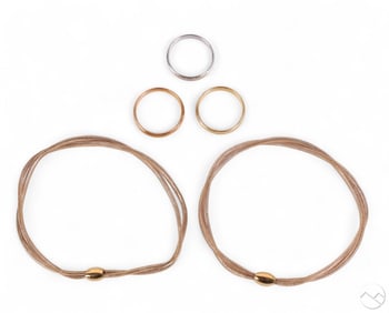 14K Gold Bracelets & Turkish Rings 5pc ESTATE LOT