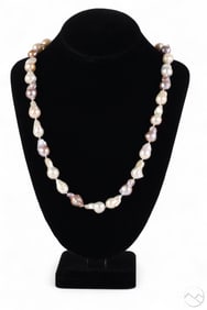 Cultured Baroque Pearl Necklace Sterling 925 Clasp