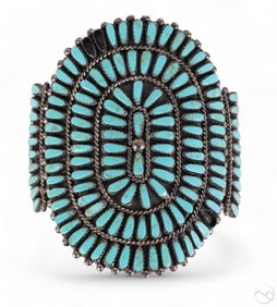 P V Byjoe Navajo Sterling Turquoise Cuff Bracelet