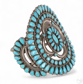 Zuni Style American Indian Turquoise Cuff Bracelet