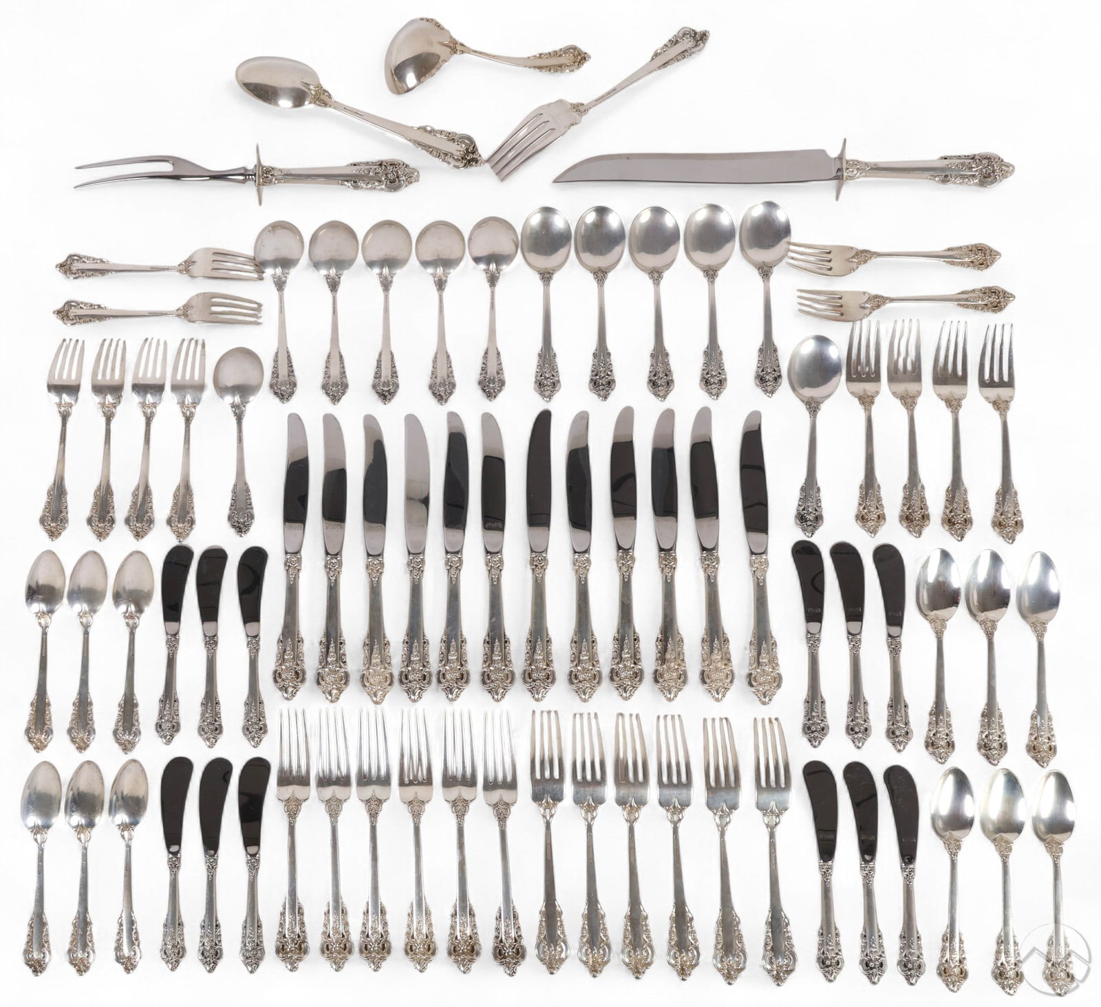Sterling Wallace Grand Baroque Flatware SET 2,616g (1 of 12)