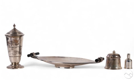 Asprey Sterling Mustard Funnel & More 4 Piece LOT