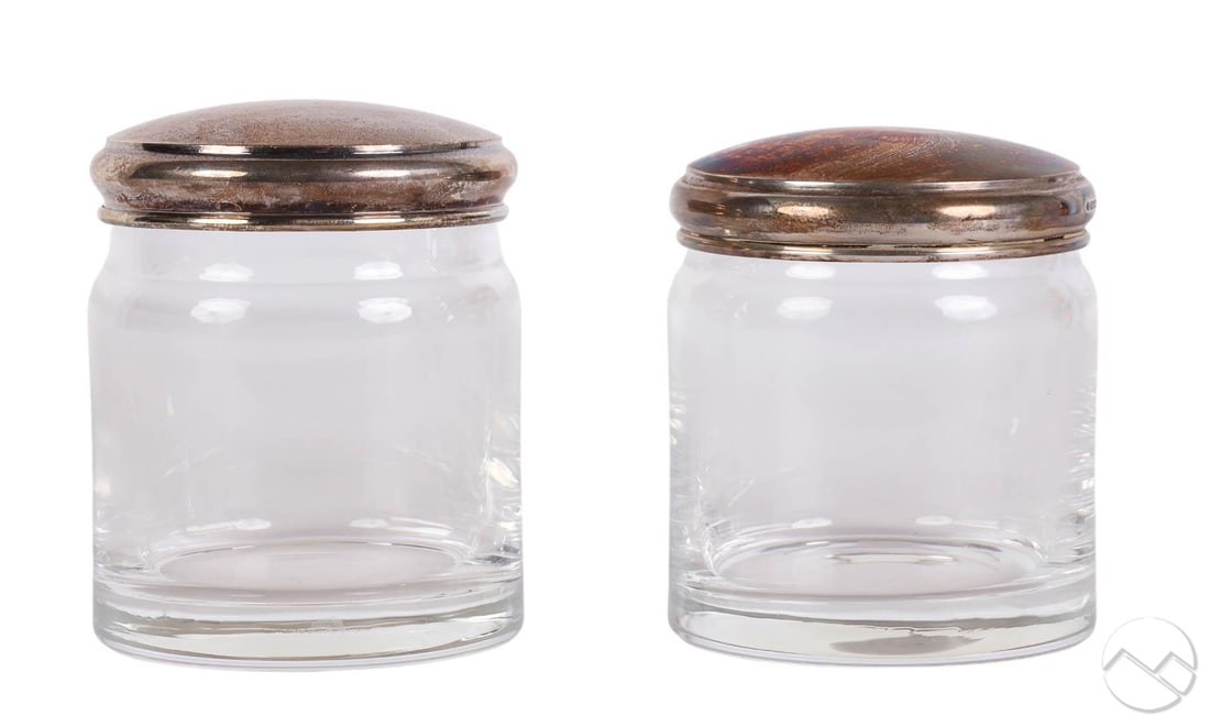 Pair Asprey Crystal Sterling Silver Lidded Jars (1 of 5)