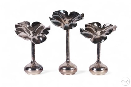 M.M. Evolucaou Silver Plate Floriform Vases 3p SET
