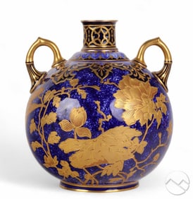 Royal Crown Derby Porcelain Gold Gilt Floral Vase