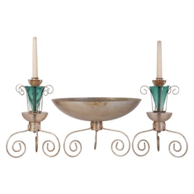 Van Teal Centerpiece Bowl & Candlesticks 3pc SET