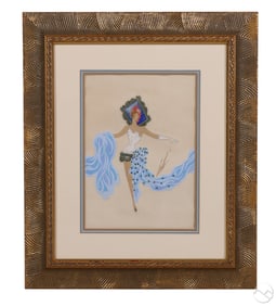 Erte 1892-1990 La Fleuve Gouache Costume Painting