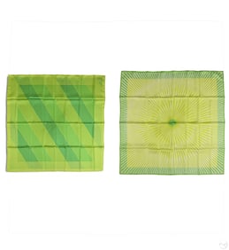 Hermes Paris Green Graphics Pattern Silk Scarf LOT