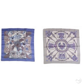 Hermes Art des Steppes and Egyptian Silk Scarf LOT