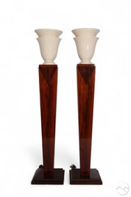 French Art Deco Pair of Cornet Form Torchieres
