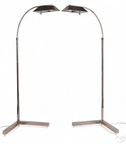 Casella Pair Modern Adjustable Chrome Floor Lamps