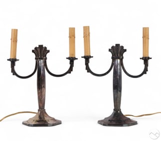 Pair of Vintage Two-Light Candelabra Table Lamps