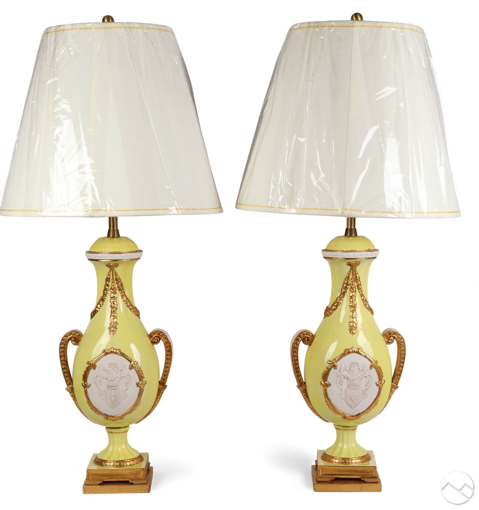 Pair Marbro Yellow Gold Porcelain Urn Table Lamps (1 of 11)