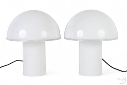 Pair of Murano Italian Art Glass Mushroom Lamps
