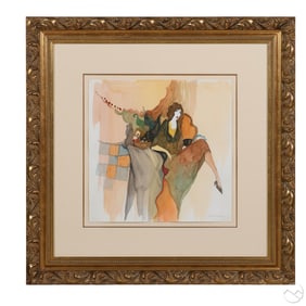 Itzchak Tarkay 1935-2012 Lady Watercolor Painting