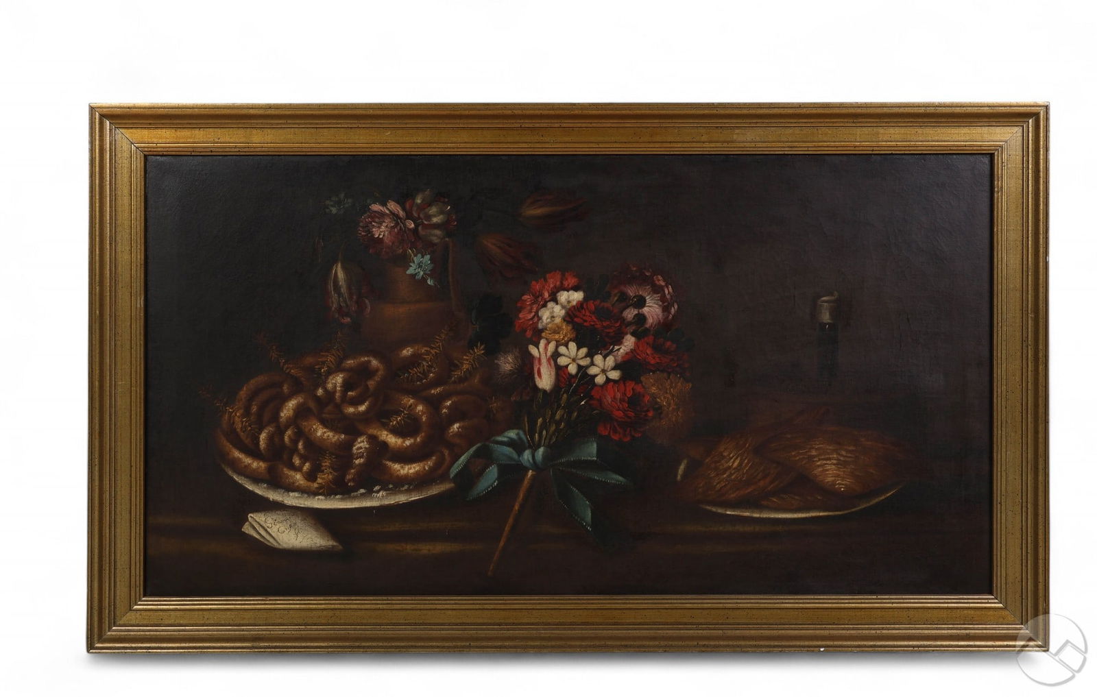 Antique Floral Still Life Table Setting Painting (1 of 6)