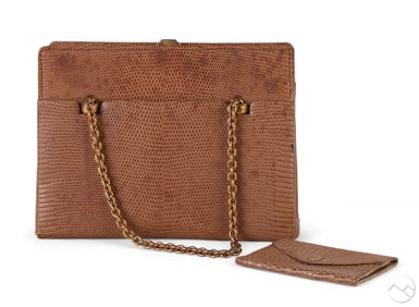 Gucci Vintage Tan Exotic Lizard Skin Handbag Purse