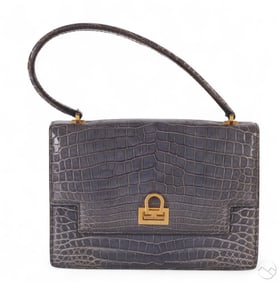Gucci Vintage Plum Exotic Crocodile Skin Handbag