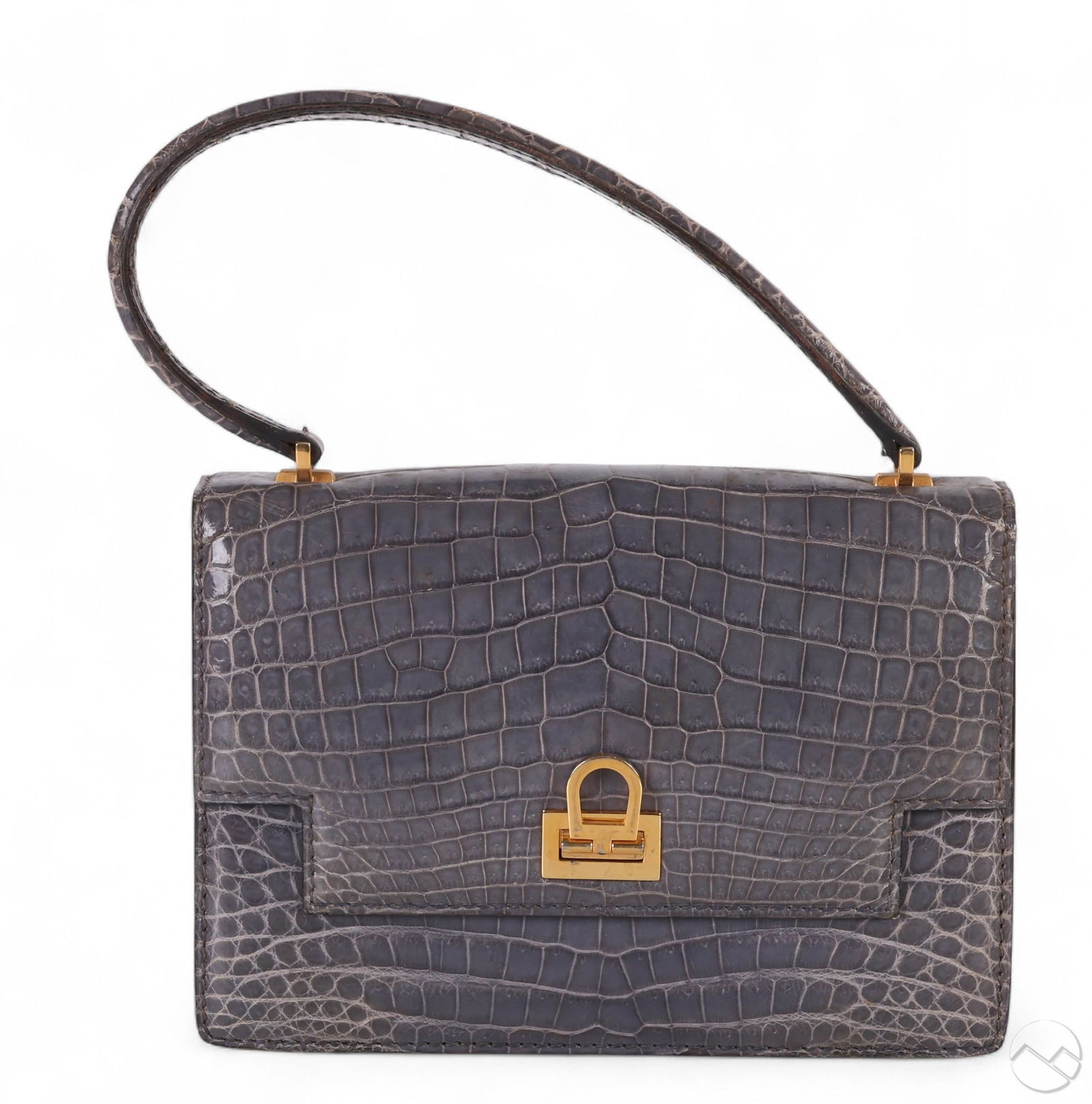 Gucci Vintage Plum Exotic Crocodile Skin Handbag (1 of 7)