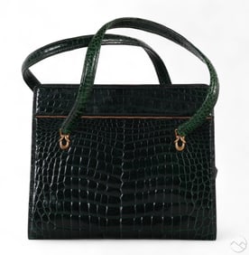 Gucci Vintage Green Exotic Crocodile Handbag Purse