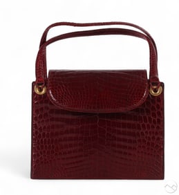 Gucci Vintage Burgundy Crocodile Handbag Purse