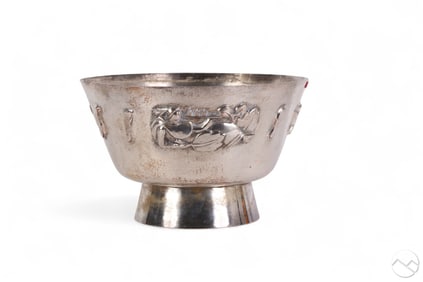 Italian Art Deco Silver Plated Bowl with Repousse