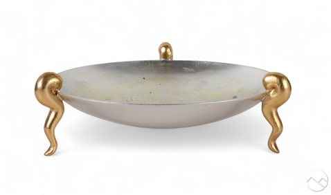 Modernist Silvered Gilt Footed Centerpiece Bowl