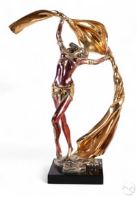 D'Argenta Silver Dancing Semi Nude Woman Sculpture