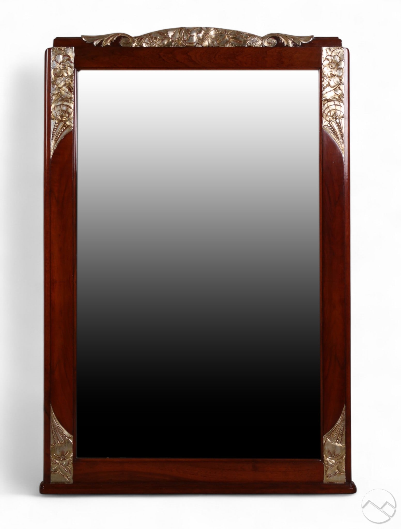 French Art Deco Carved Silvered Mahogany Mirror (1 of 6)
