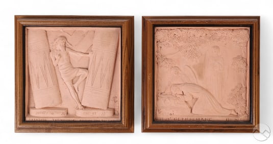 George Tinworth 1843-1913 Terracotta Pair Plaques