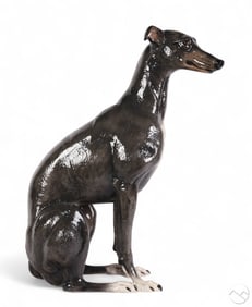 Life Size Greyhound Dog Italian Ceramic Sculpture