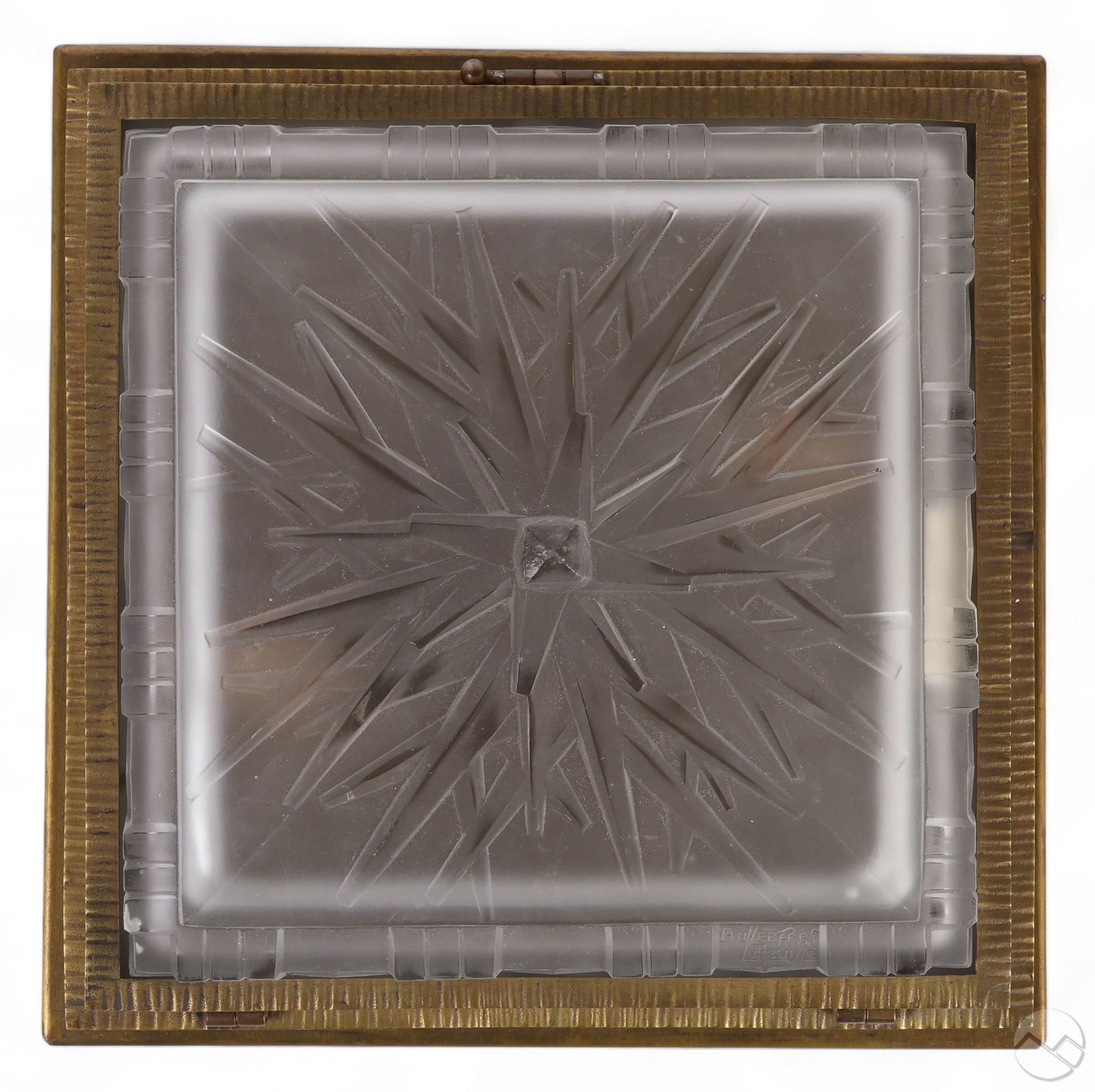 Art Deco Muller Freres Luneville Brass Flush Mount (1 of 8)