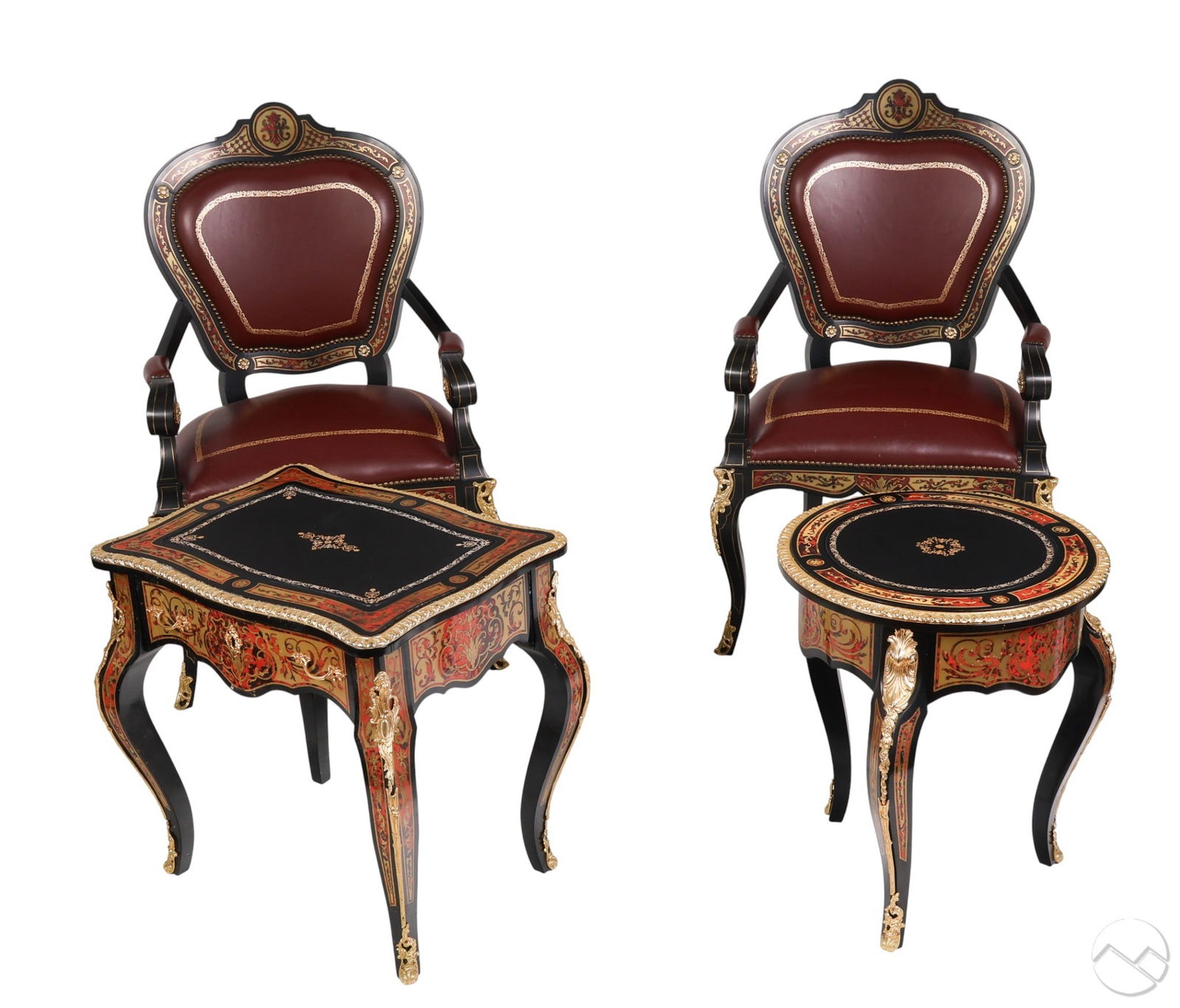 French Boulle Style Chairs and Two Tables 4pc LOT (1 of 13)