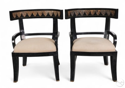 Tessalated Stone Marble Inlay Armchairs Chairs PR