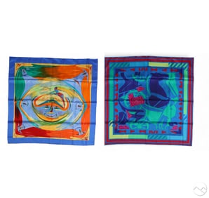 Hermes Third Millenary and Puzzle Silk Scarf LOT