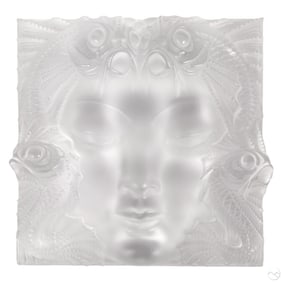 Lalique Crystal Masque de Femme Art Glass Plaque
