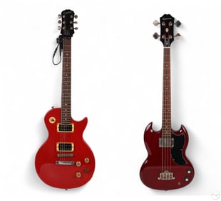 Epiphone Les Paul 100 Guitar and EB 0 Bass 2pc LOT