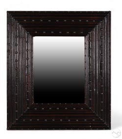 Gothic Style Leather and Nailhead Trim Wall Mirror