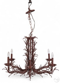 Phyllis Morris Style Metal Red Coral Chandelier