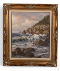 Robert Wee b.1927 Coastal Seascape Oil Painting