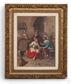 Francesco Peluso 1836-1916 Tavern Oil Painting
