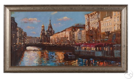 St Petersburg Street Scene Russian Painting SIGNED