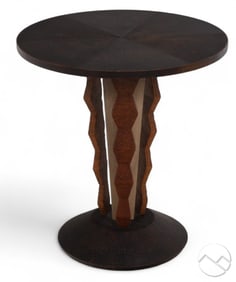 Memphis Style Round Modernist Wood Pedestal Table