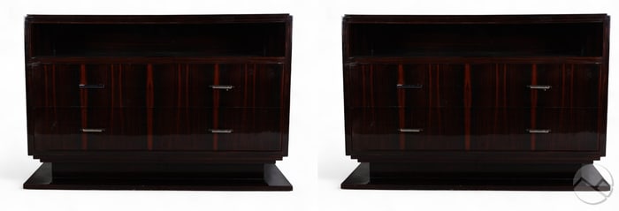 Art Deco Style Pair of Lacquered Rosewood Tables