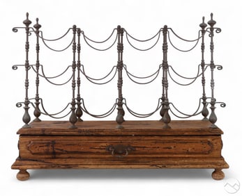 Vintage Italian Wormwood & Brass Wine Rack Drawer