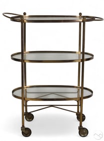 Brass Hollywood Regency Three Tiered Tea Cart